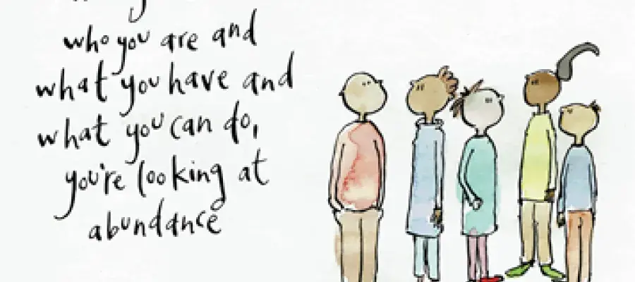A doodle of people with a poem next to them