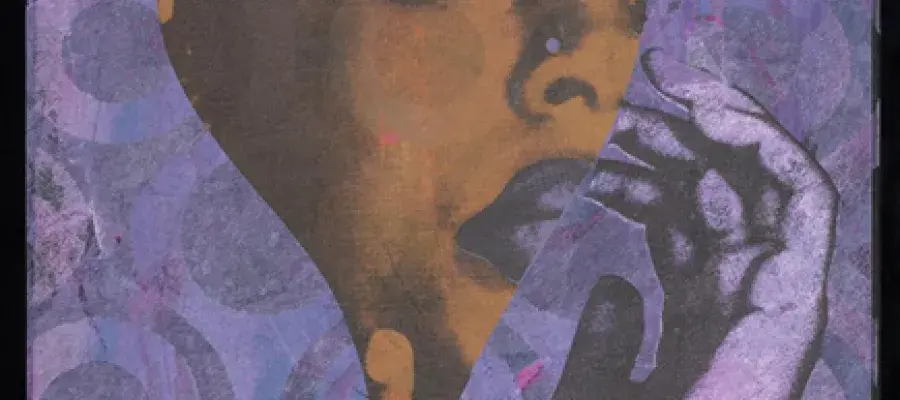A abstract portrait of a woman on a purple background