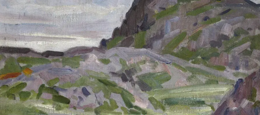 a painting of a hillside