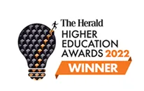 a picture of a lightbulb with the words \"the herald higher education awards 2022 winner\" written next to it