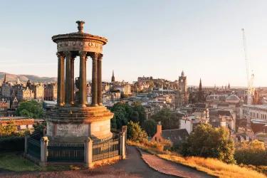 a view of edinburgh in the sunlight