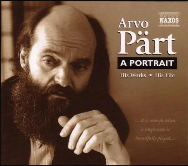 Arvo Pärt on the cover of a portfolio of his works