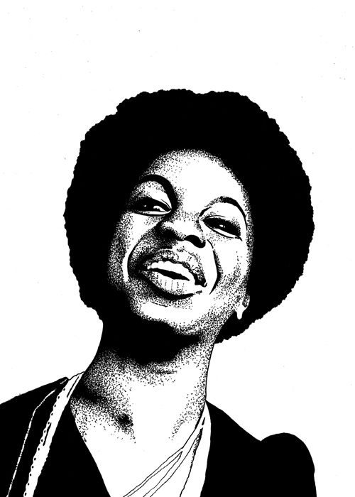 Black and white photograph of NIna Simone