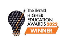 a picture of a lightbulb with the words \"the herald higher education awards 2022 winner\" written next to it